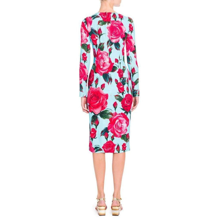 Rose-Print Sheath Dress