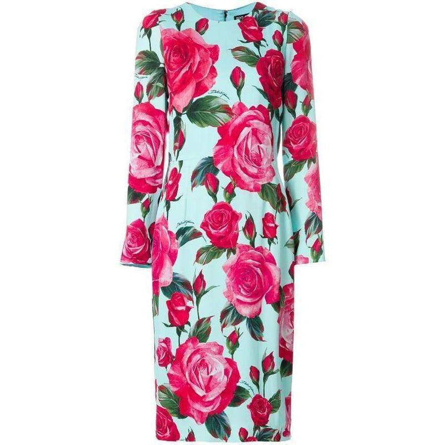 Dolce & Gabbana-Rose-Print Sheath Dress - Runway Catalog
