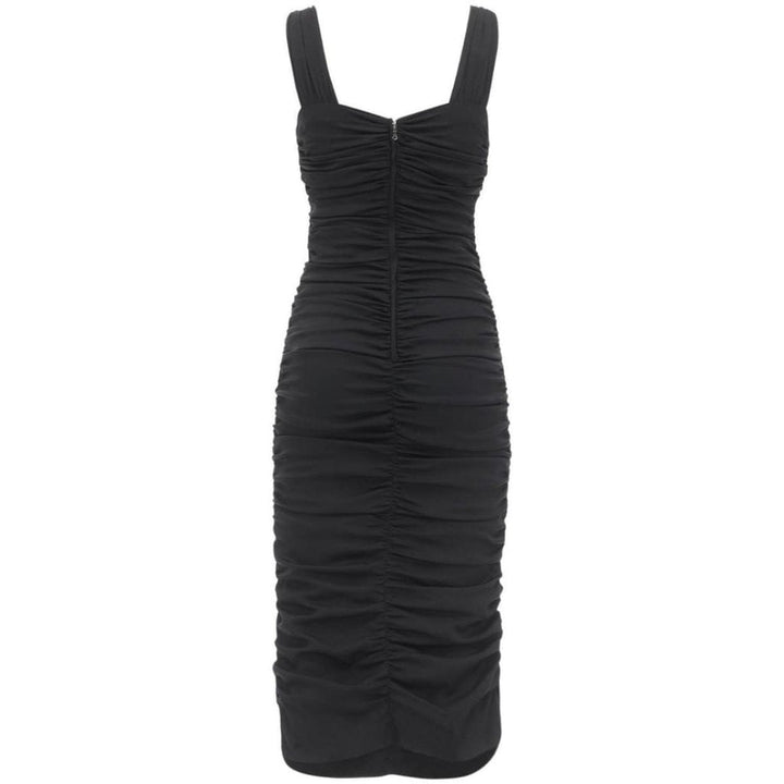 Ruched Stretch Silk Charmeuse Midi Dress