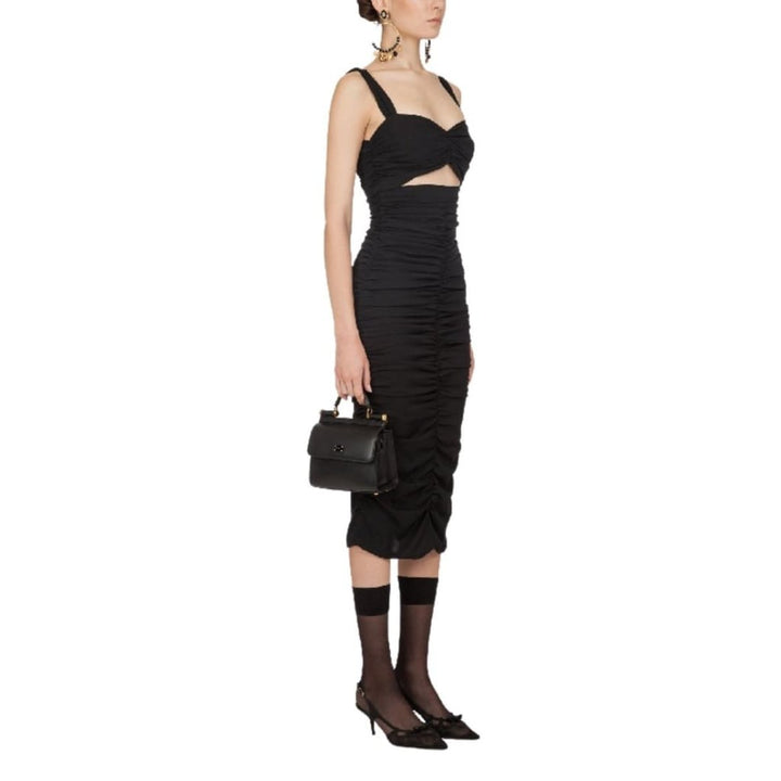 Ruched Stretch Silk Charmeuse Midi Dress