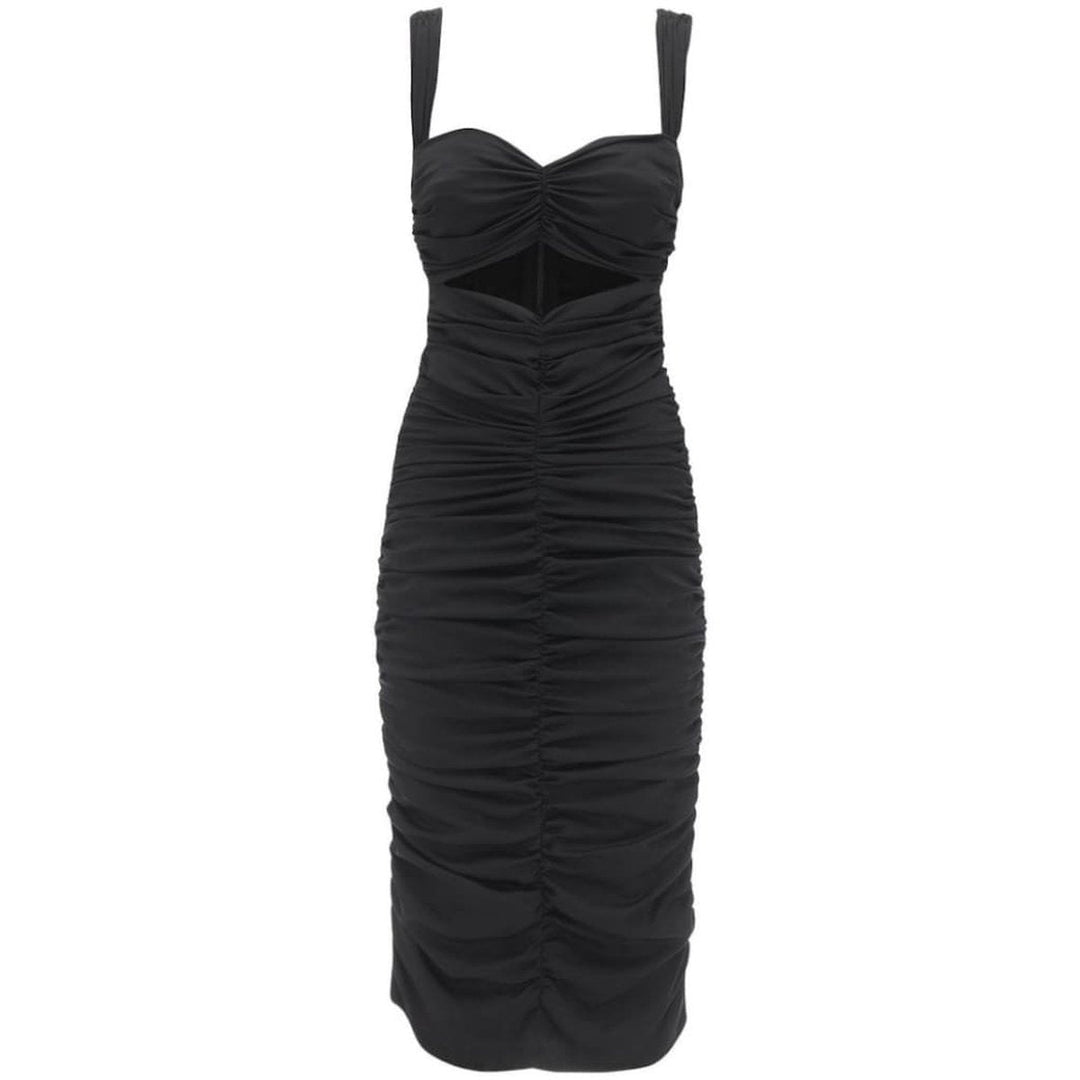 Dolce & Gabbana-Ruched Stretch Silk Charmeuse Midi Dress - Runway Catalog