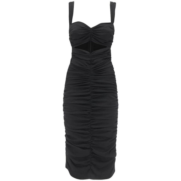 Dolce & Gabbana-Ruched Stretch Silk Charmeuse Midi Dress - Runway Catalog