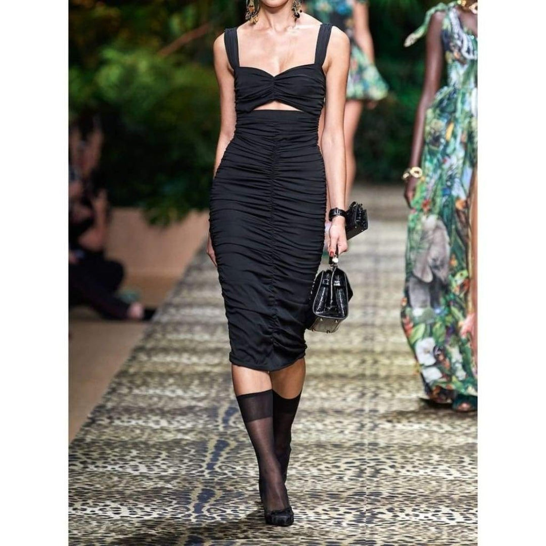 Ruched Stretch Silk Charmeuse Midi Dress