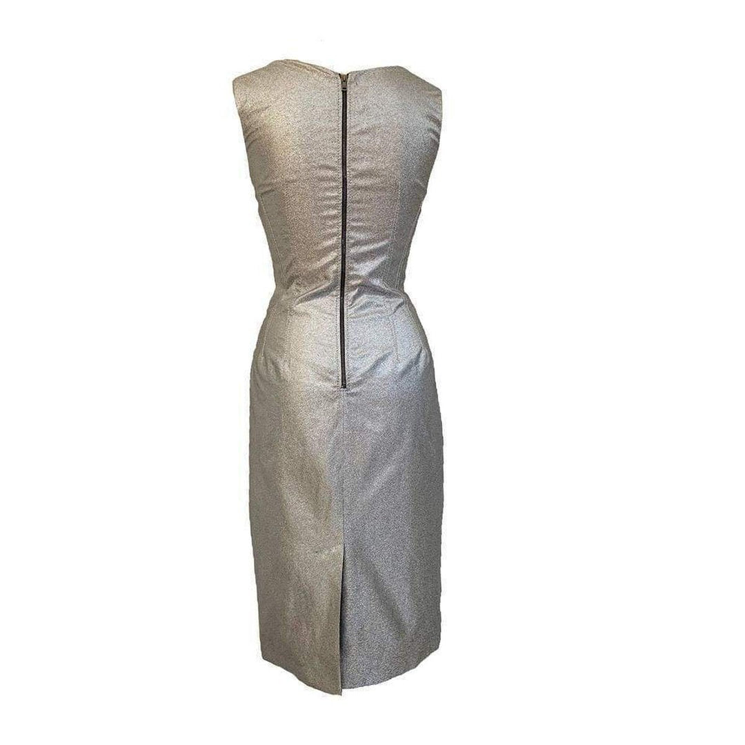 Silver Silk Midi Dress
