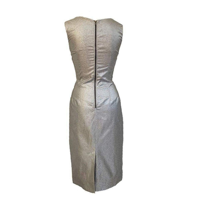 Silver Silk Midi Dress