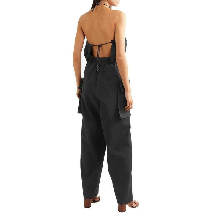 Belted twill jumpsuit