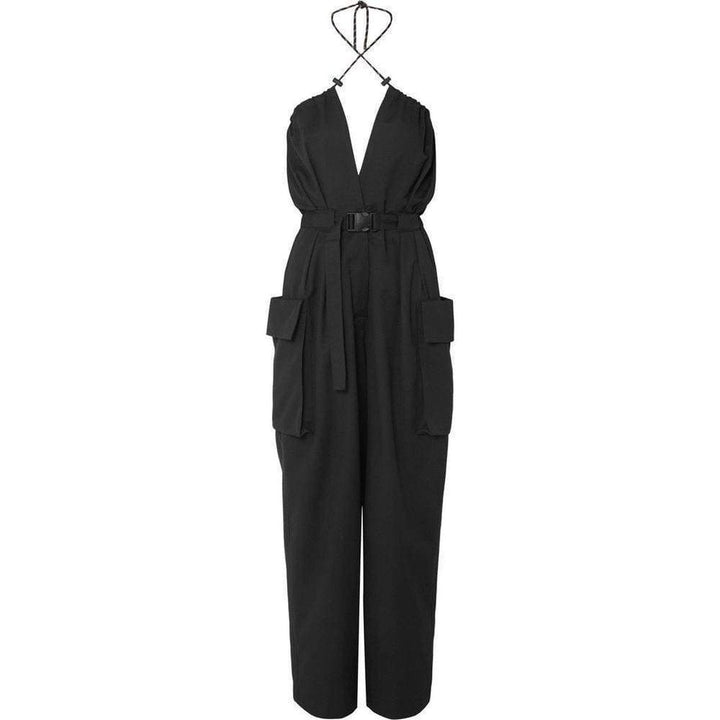 Belted twill jumpsuit