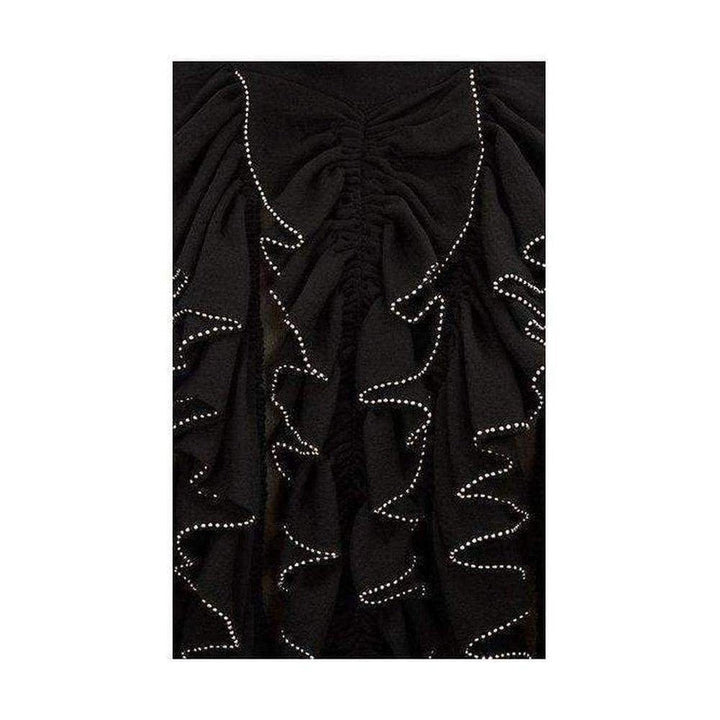 Black Beaded Ruffle Silk Chiffon Dress