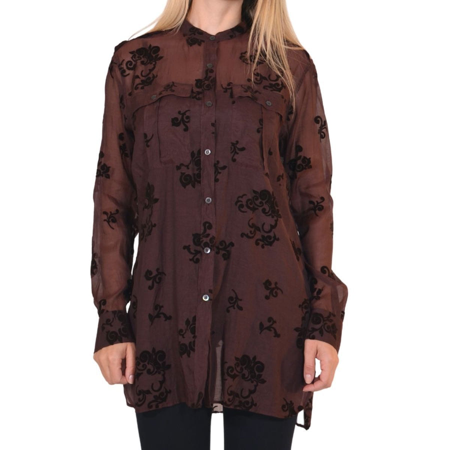 Dries Van Noten-Burgundy Floral Silk Blend Shirt - Runway Catalog