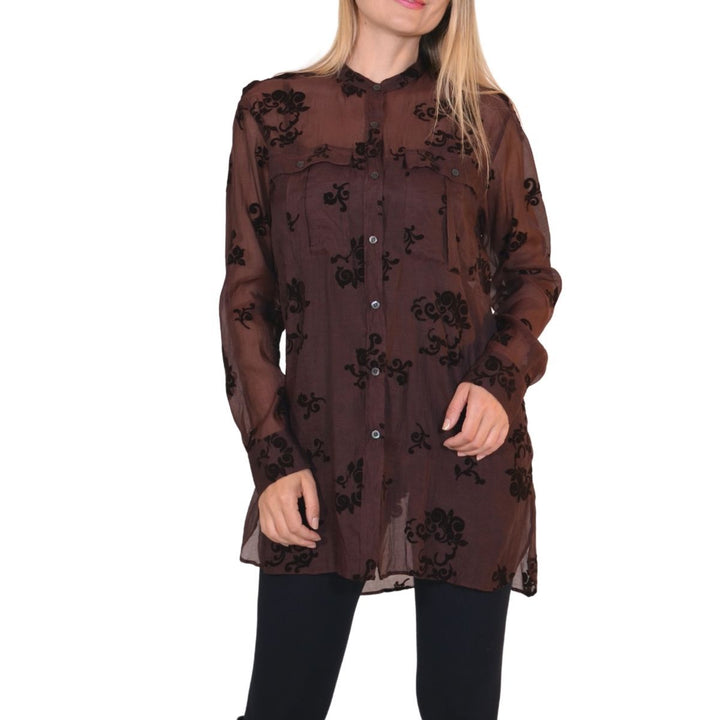 Burgundy Floral Silk Blend Shirt