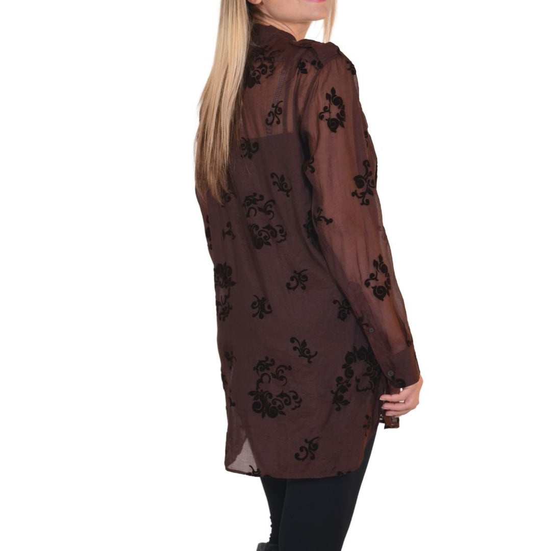 Burgundy Floral Silk Blend Shirt