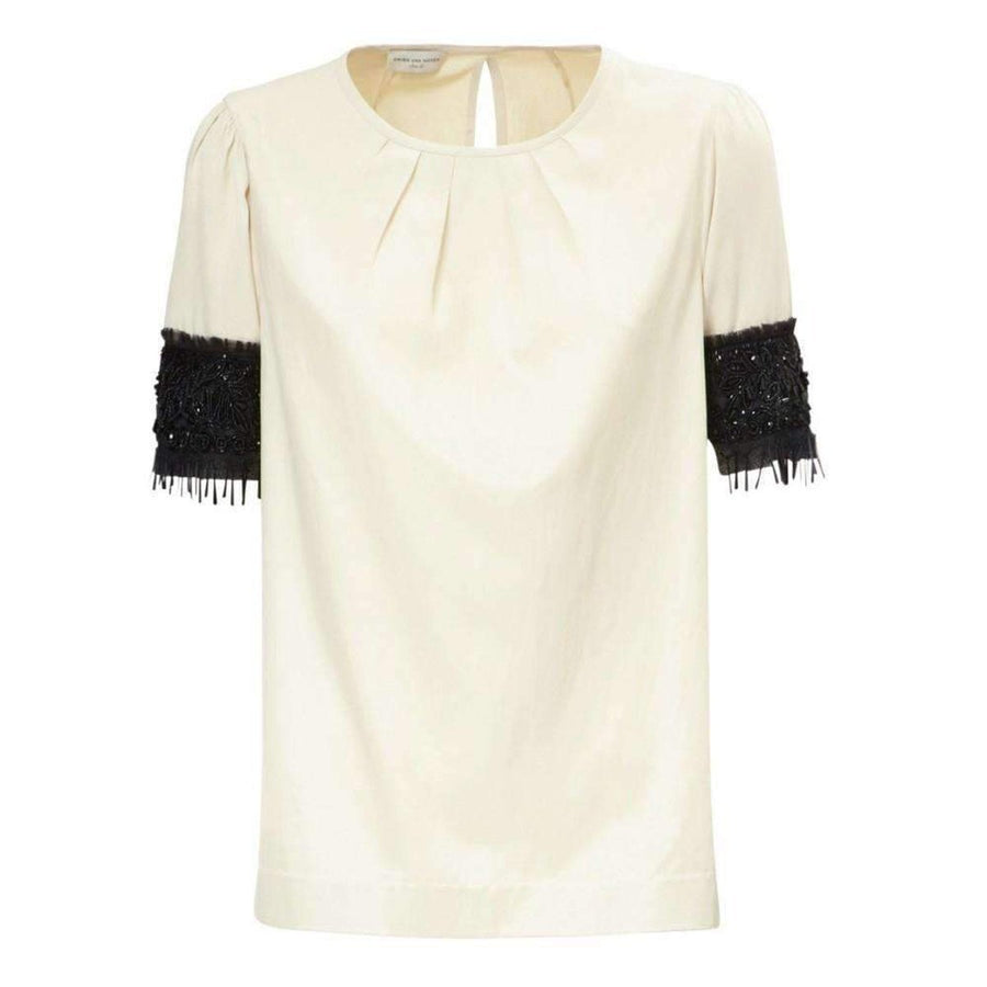 Dries Van Noten-Embellished Sleeve Cotton Blend Top - Runway Catalog
