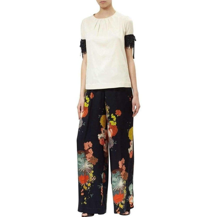 Embellished Sleeve Cotton Blend Top