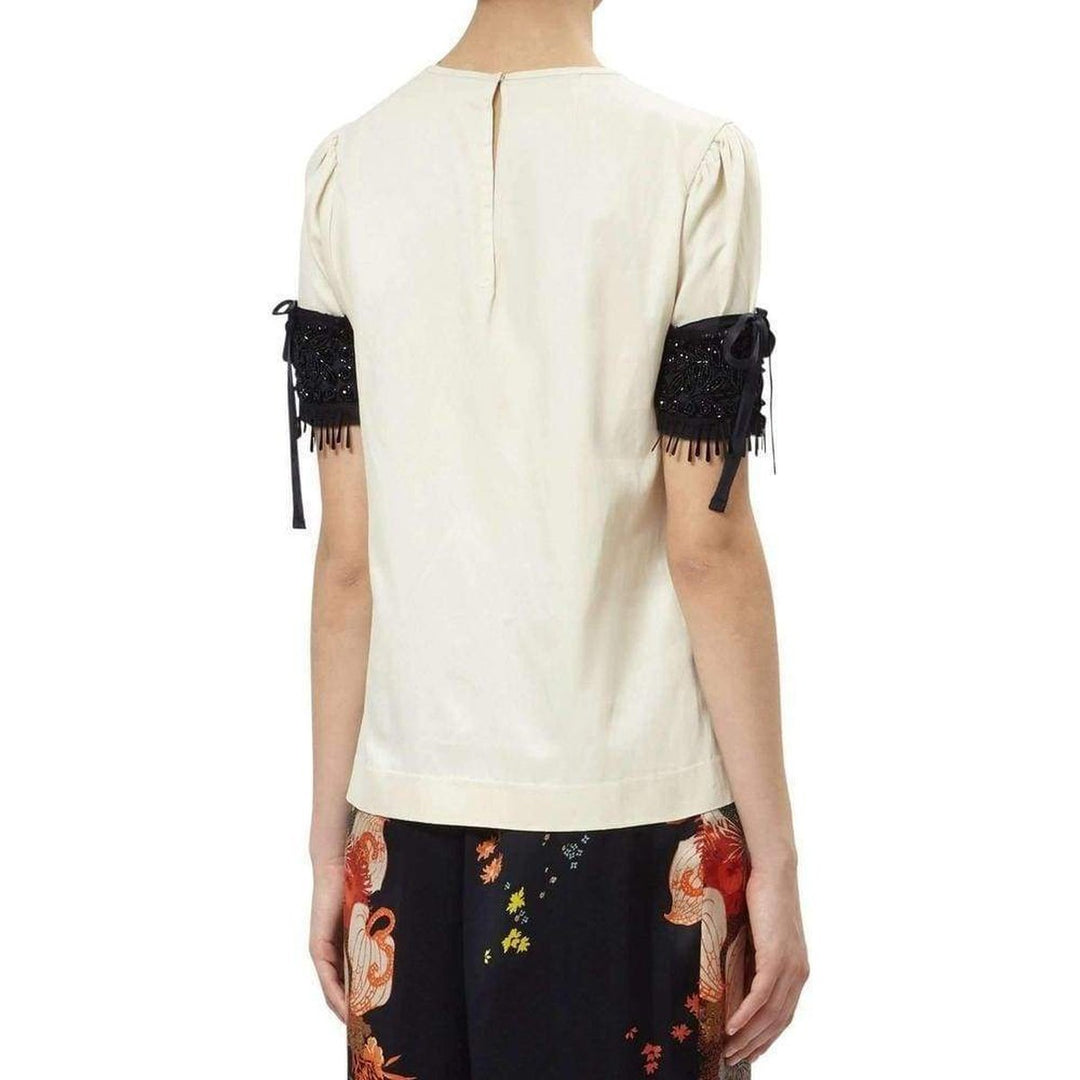 Embellished Sleeve Cotton Blend Top