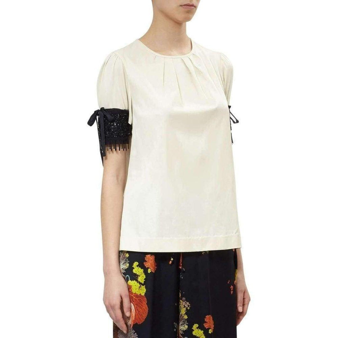 Embellished Sleeve Cotton Blend Top
