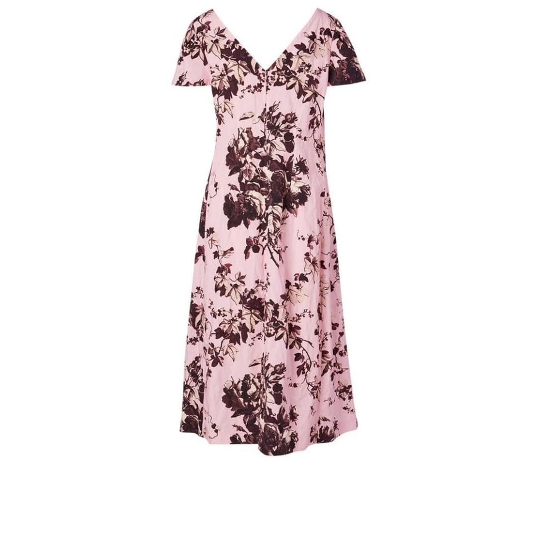 Floral Metallic Cotton Midi Dress
