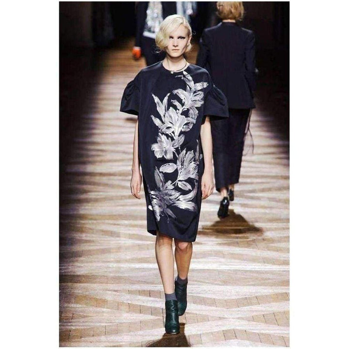 Floral Motif Silk Blend Dress