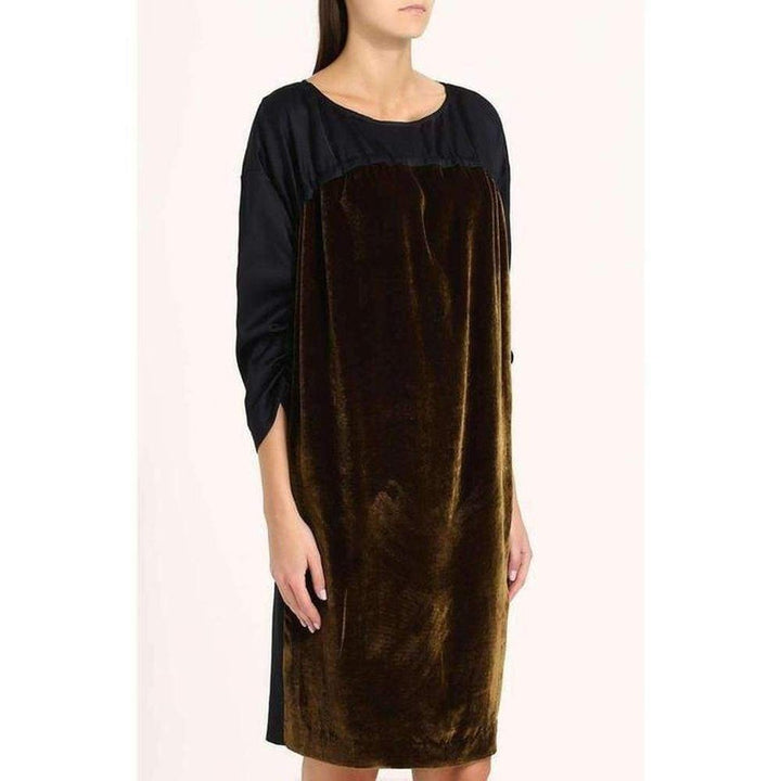 Long-sleeved Cotton Blend Midi Dress