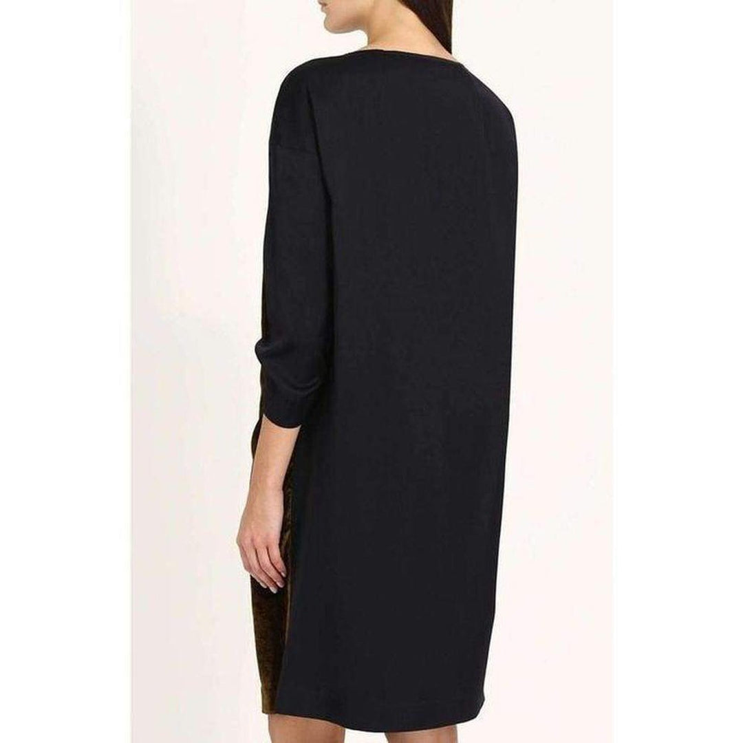 Long-sleeved Cotton Blend Midi Dress
