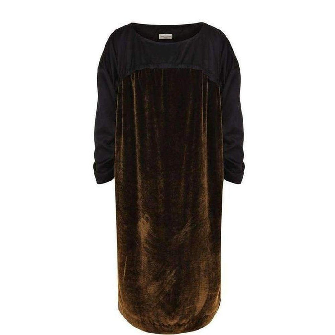 Dries Van Noten-Long-sleeved Cotton Blend Midi Dress - Runway Catalog