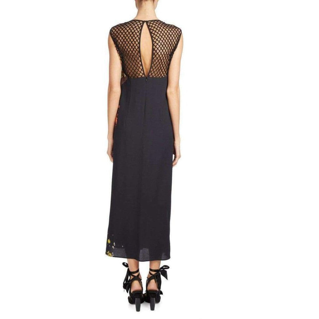 Mesh-Yoke Maxi Dress