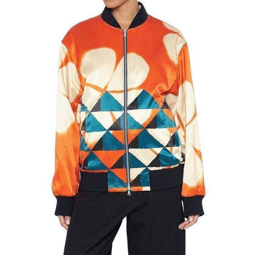 Dries Van Noten-Orange Print Cotton Blend Bomber Jacket - Runway Catalog