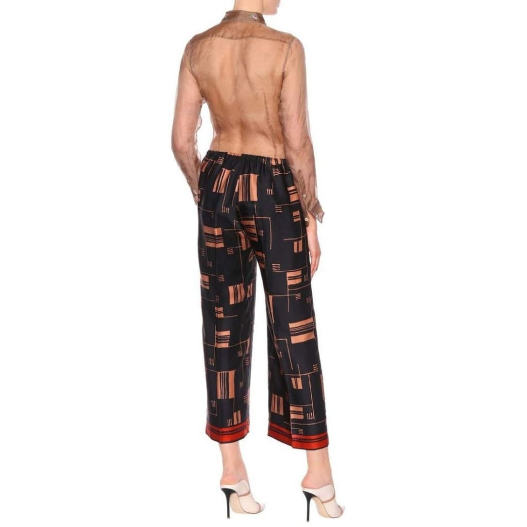 Printed Satin Wide-leg Pants