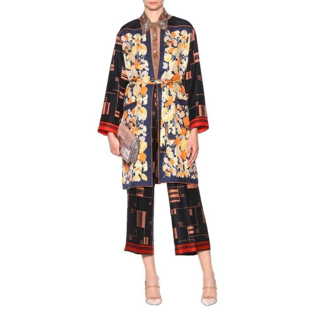 Printed Satin Wide-leg Pants
