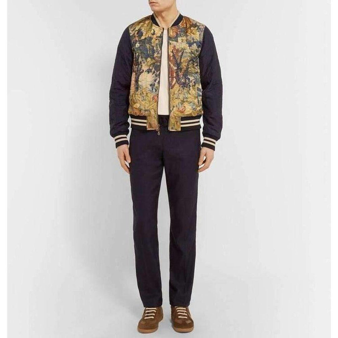 Reversible Shell and Printed Satin Bomber Jacket