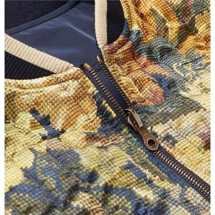 Reversible Shell and Printed Satin Bomber Jacket