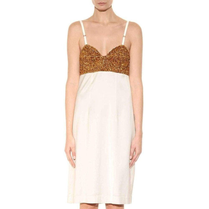Sequin-Embellished Satin Dress