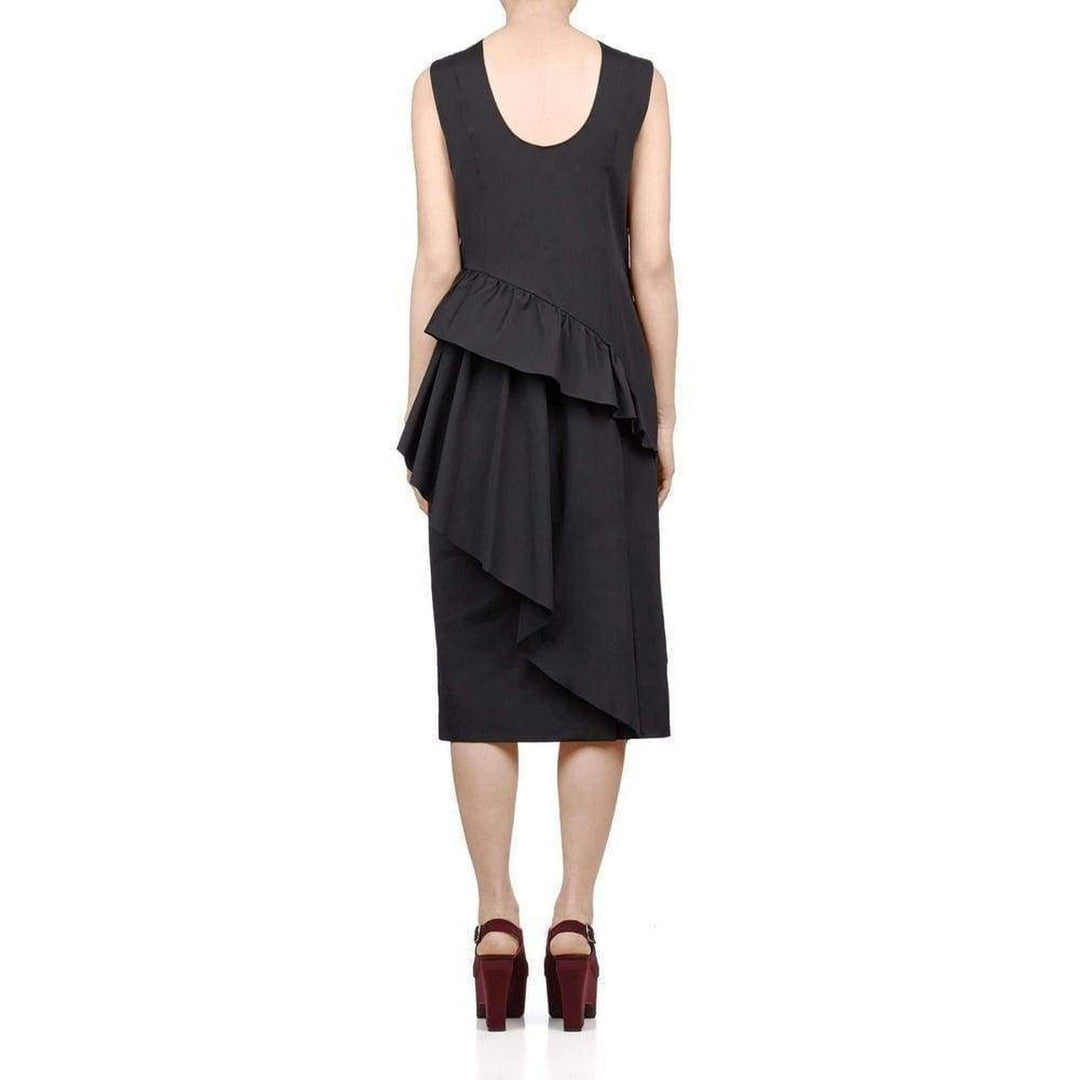 Sequinned Asymmetric Ruffle Cotton Dress
