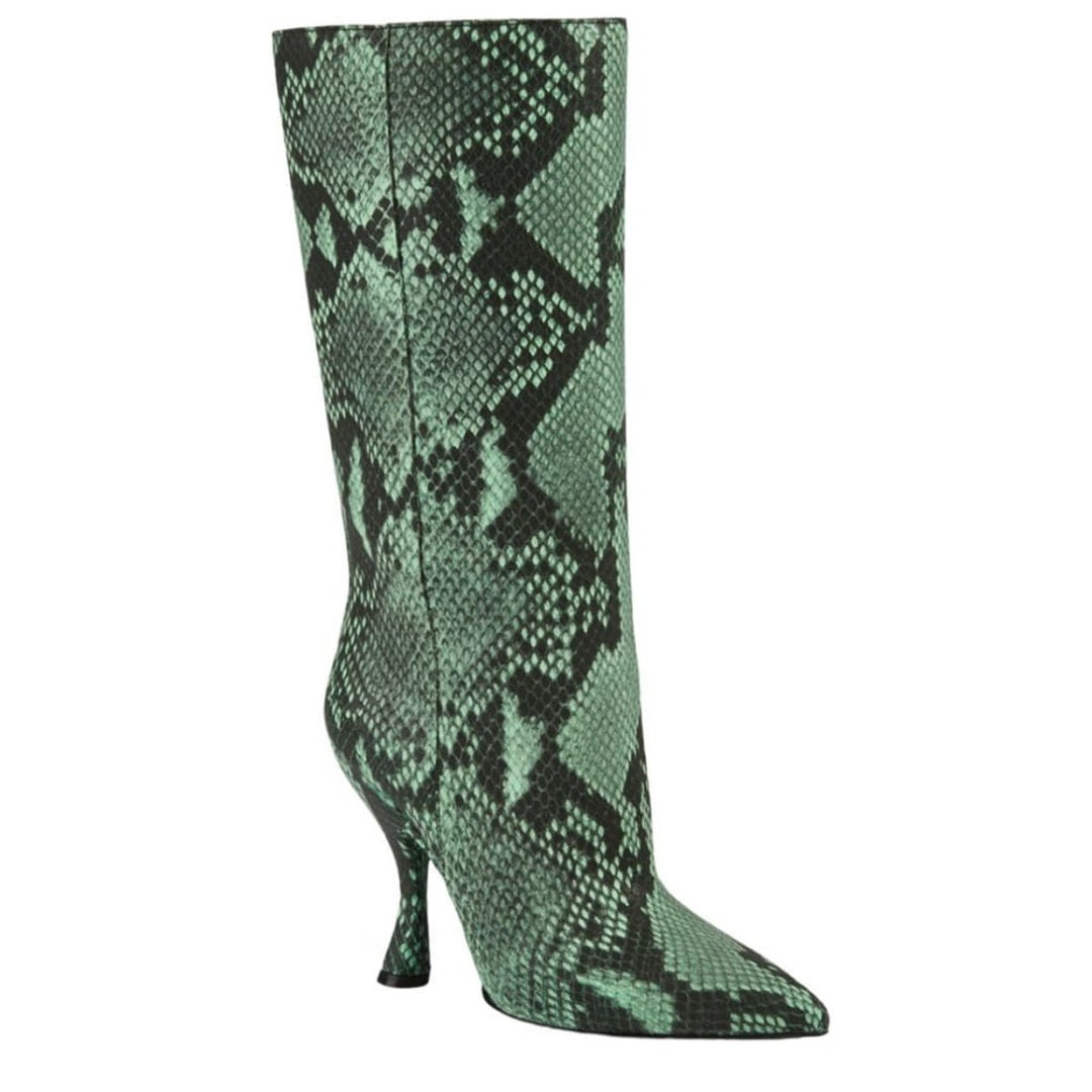 Snakeskin-Embossed Leather Knee-High Boots
