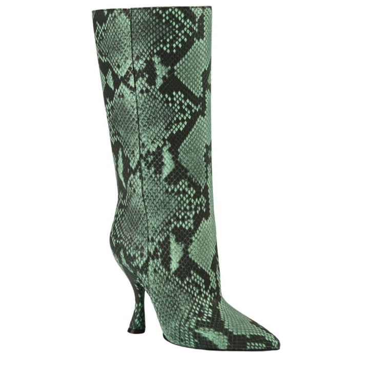 Snakeskin-Embossed Leather Knee-High Boots