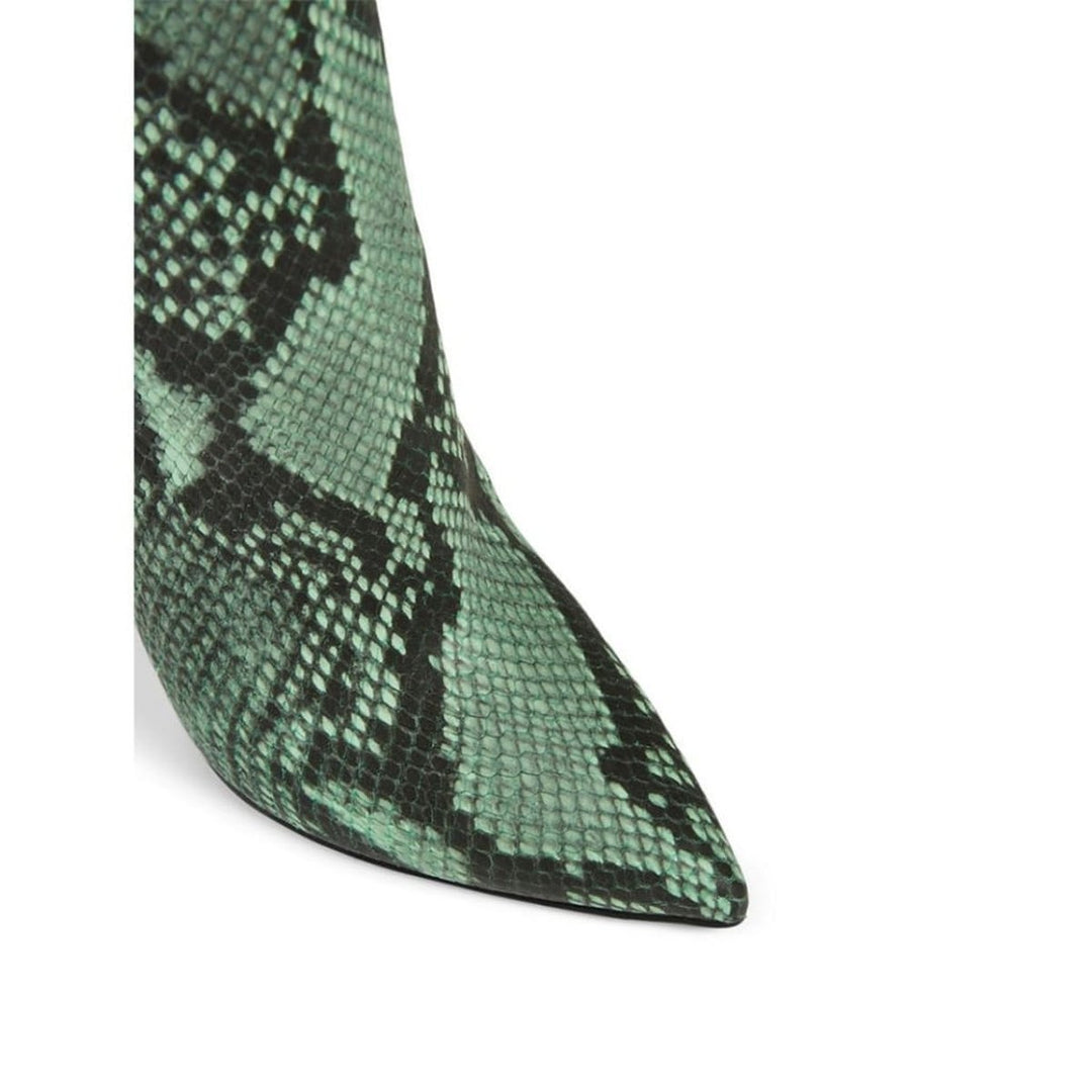 Snakeskin-Embossed Leather Knee-High Boots
