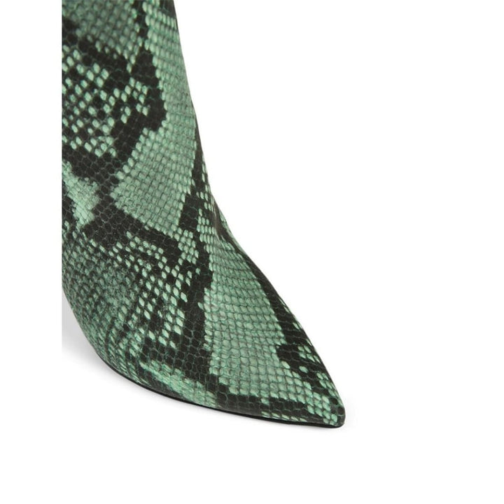 Snakeskin-Embossed Leather Knee-High Boots