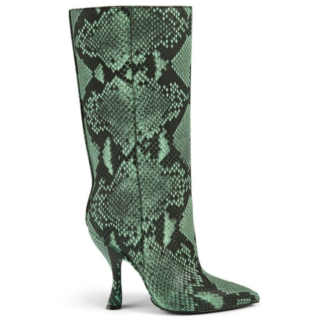 Dries Van Noten-Snakeskin-Embossed Leather Knee-High Boots - Runway Catalog