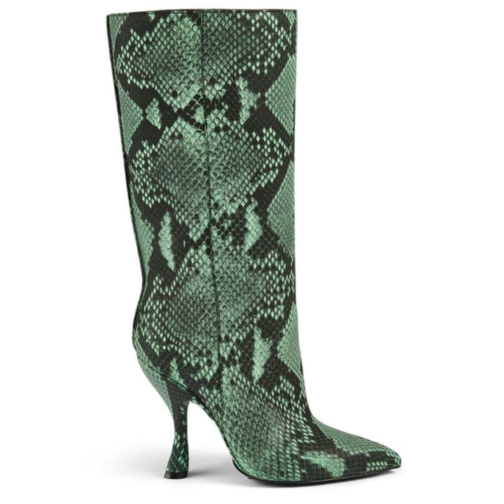 Dries Van Noten-Snakeskin-Embossed Leather Knee-High Boots - Runway Catalog