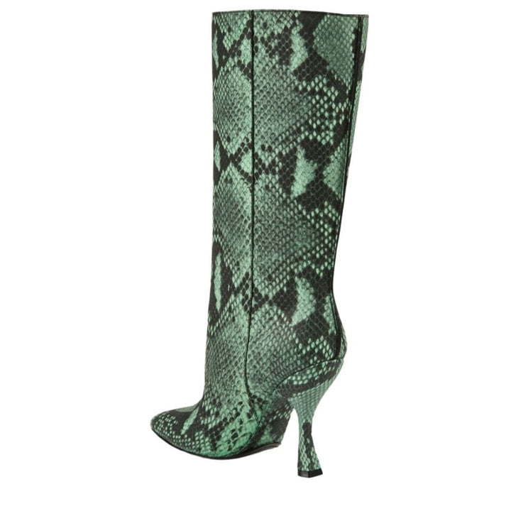 Snakeskin-Embossed Leather Knee-High Boots