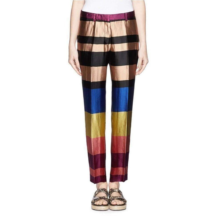 Dries Van Noten-Stipe Silk Pants - Runway Catalog
