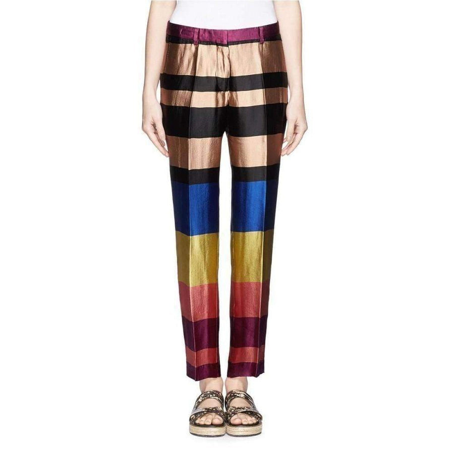 Dries Van Noten-Stipe Silk Pants - Runway Catalog