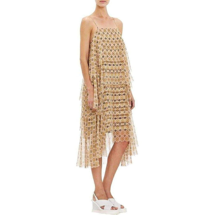 Tiered Chiffon Slip Silk Dress