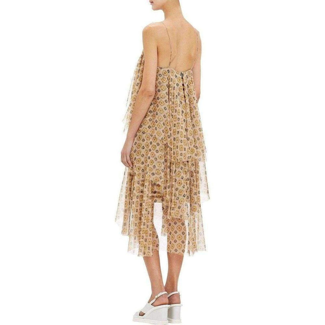 Tiered Chiffon Slip Silk Dress