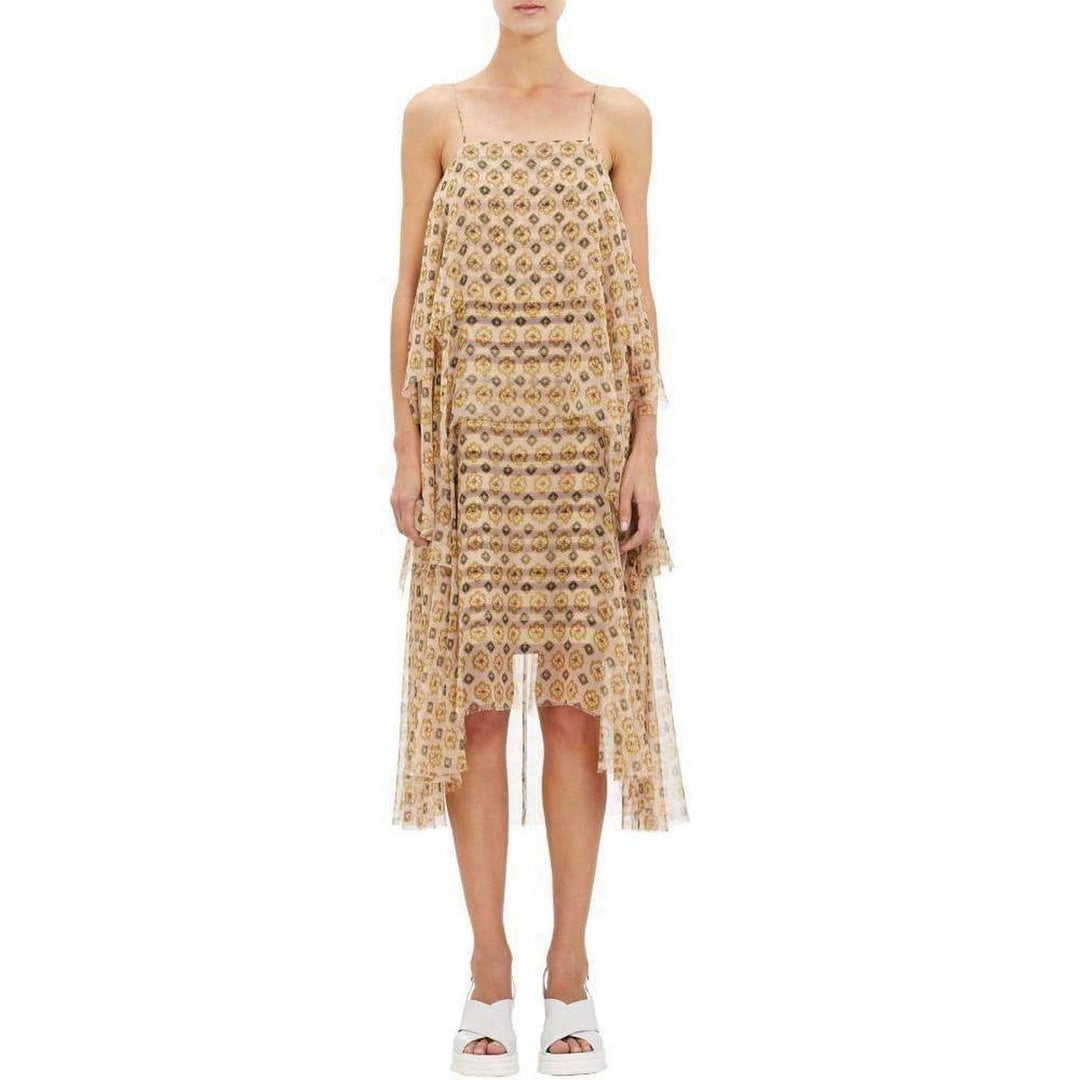 Dries Van Noten-Tiered Chiffon Slip Silk Dress - Runway Catalog