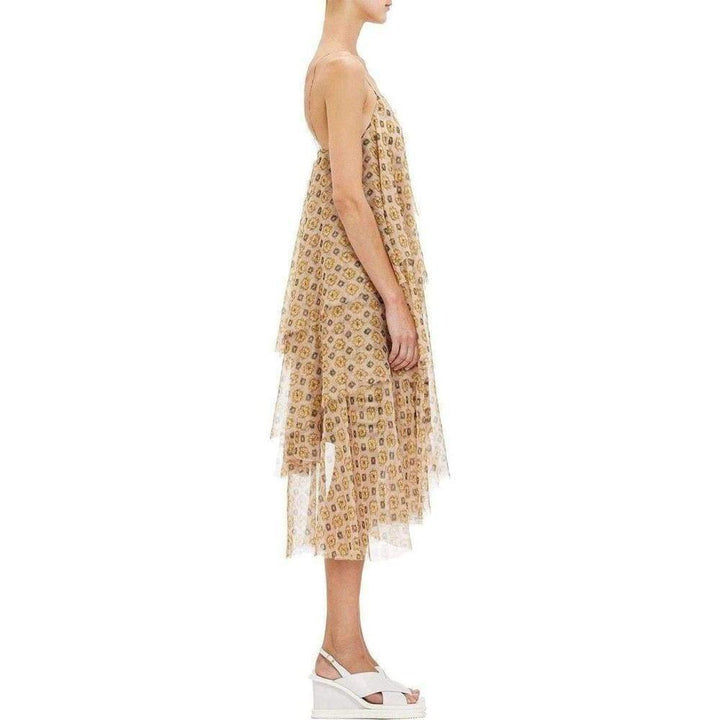 Tiered Chiffon Slip Silk Dress