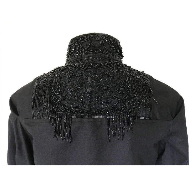 Beaded Collar Cotton Bomber Jacket