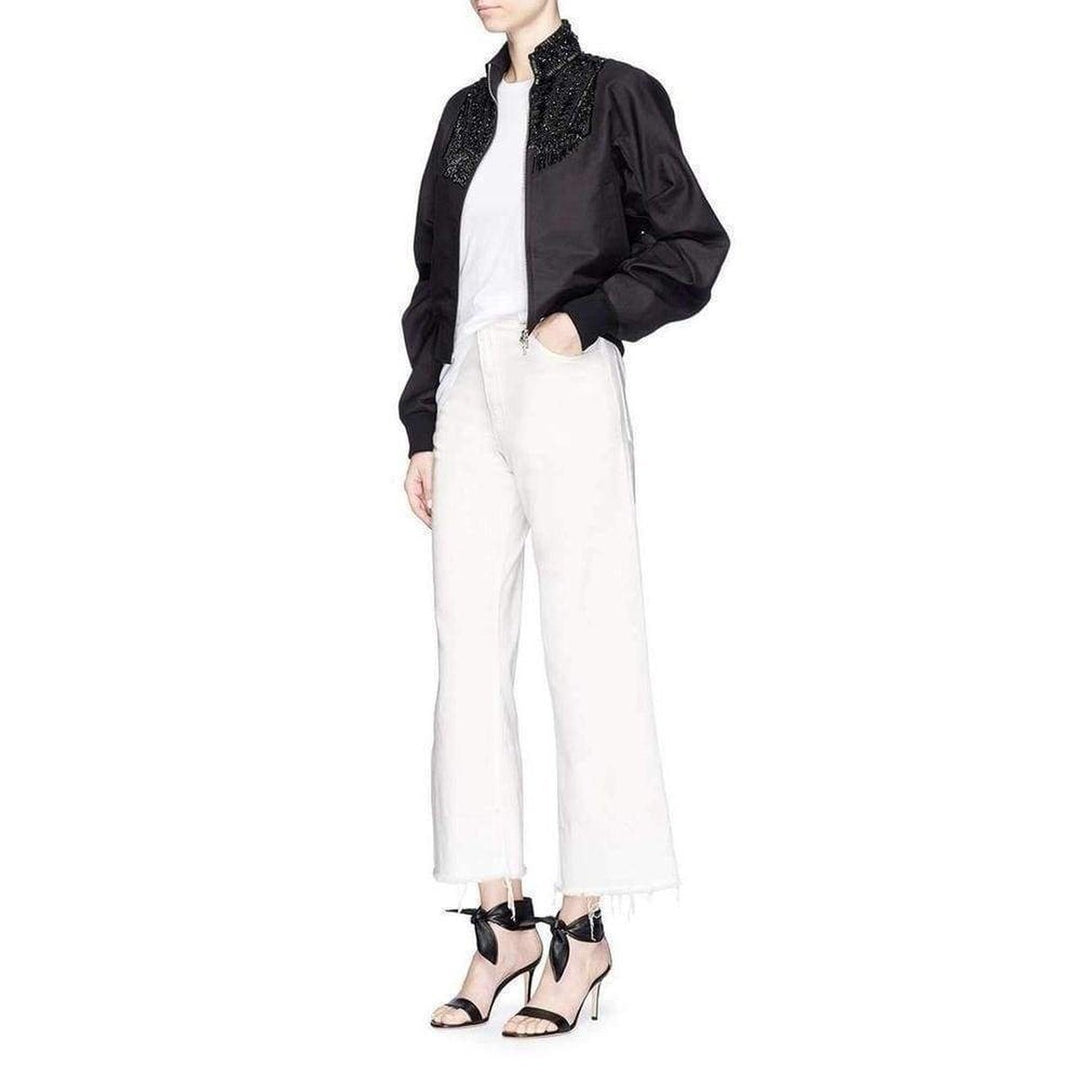 Beaded Collar Cotton Bomber Jacket