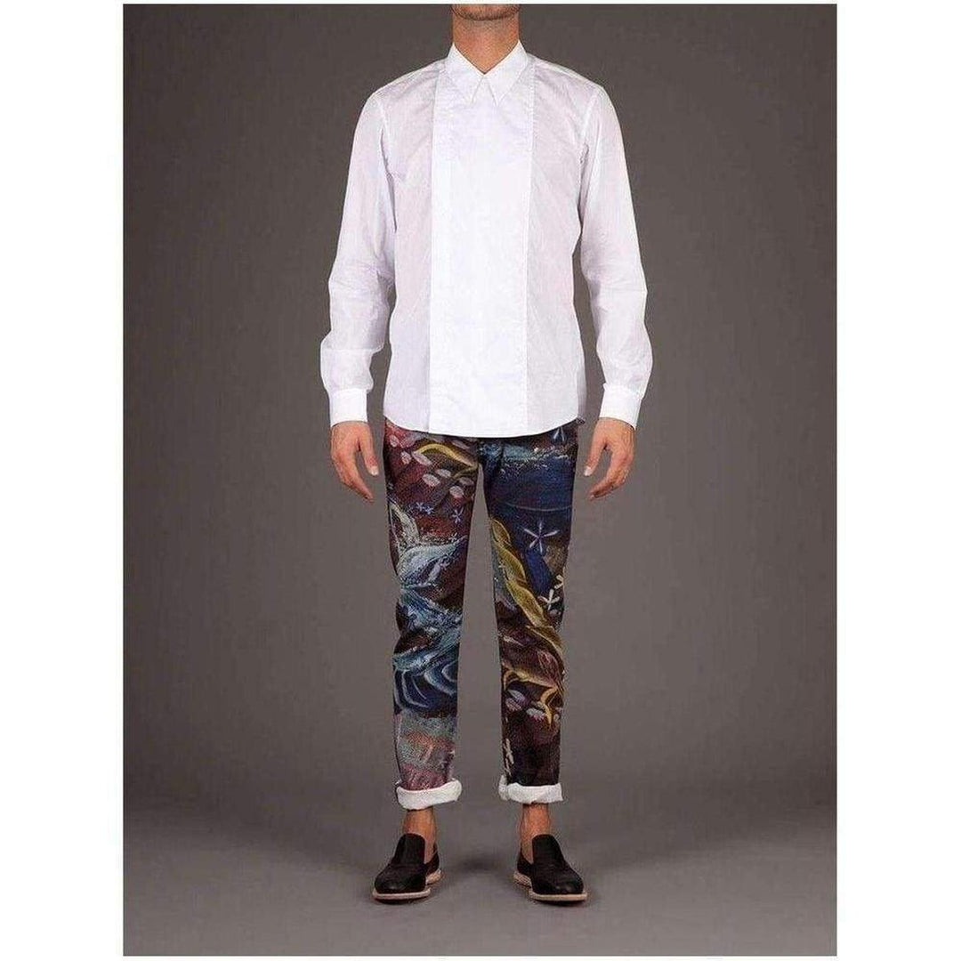 White Cotton Carrick Funnel Neck Shirt