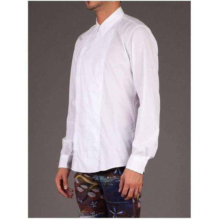 White Cotton Carrick Funnel Neck Shirt