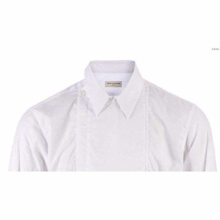White Cotton Carrick Funnel Neck Shirt